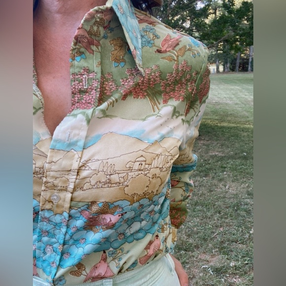 Vintage 70s novelty button down, dagger collar - Picture 4 of 9